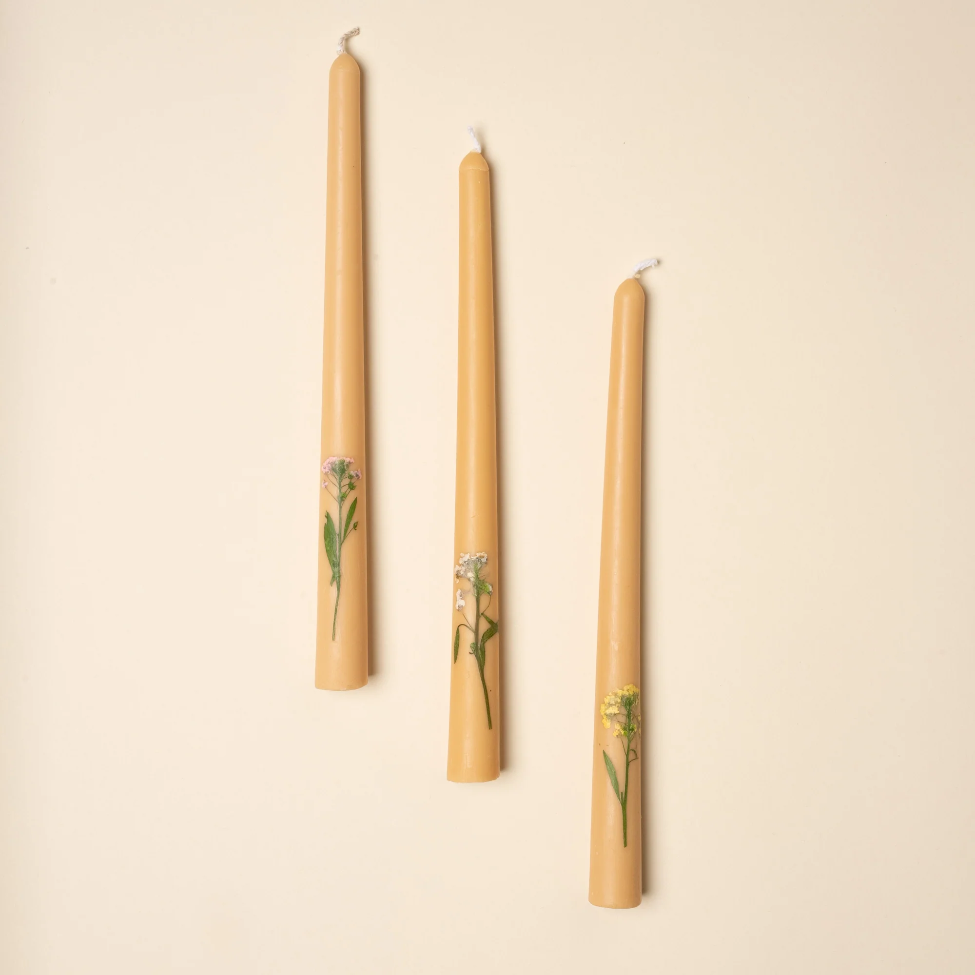 Pressed Flower Tapers, Set of 3